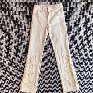Free People High Rise Cutwork Cigarette Jeans